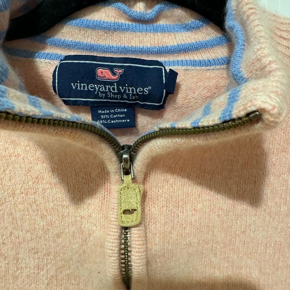 Vineyard Vines Salmon Pink Quarter Zip Pullover - Size Medium Kids - Picture 3 of 6